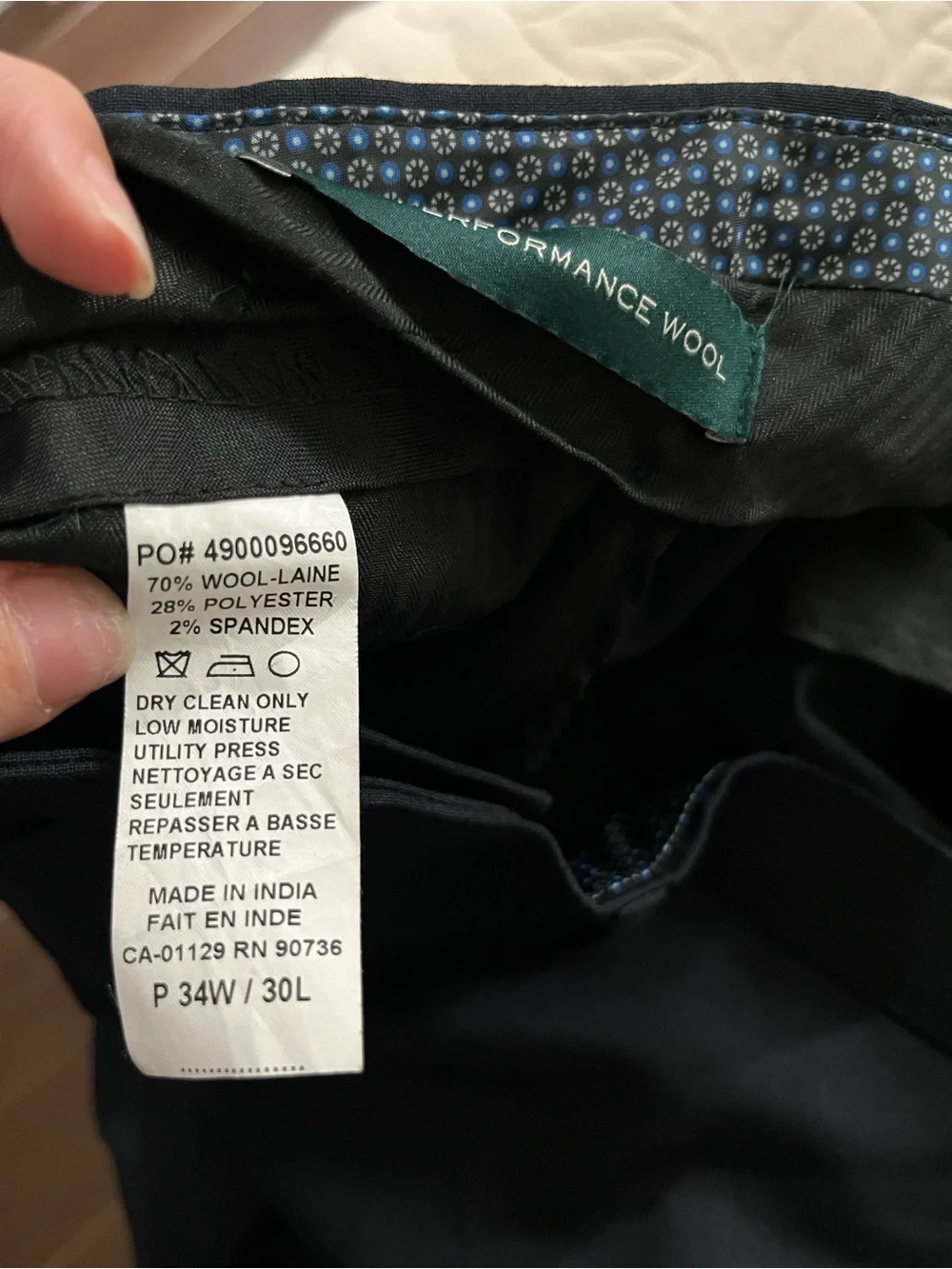 Lauren Ralph Lauren Wool Blend Men's Navy Dress Pants 34x30